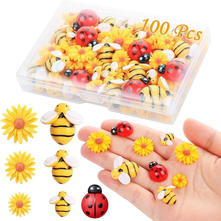 小物 bee Amazon.com: MIKIMIQI 100 Pcs Resin Bees Daisy Decor